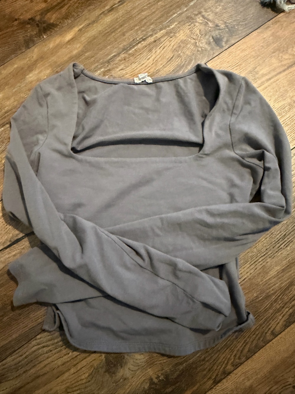 Garage Women's Long-Sleeve Top in Slate Gray with Square Cutout